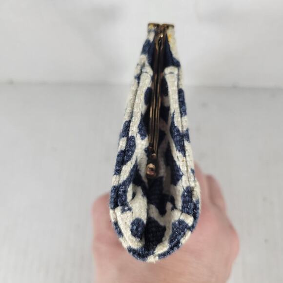 Spartina 449 Sailor's Watch Island Leather Linen Patterned Nautical Coin Purse - Picture 2 of 8